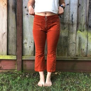 burnt orange corduroy cropped pants